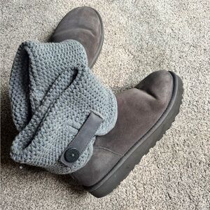 UGG Gray Ankle Boots with Crochet Cuff